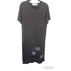 BLUEFISH VIntage Maxi Hand Painted CXLVII Flower Organic Cotton Boho Dress 10